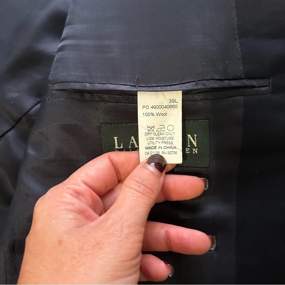 Ralph Ralph Lauren green Label Men's Navy Button Sports Coat/Blazer Size 39L - Picture 10 of 14